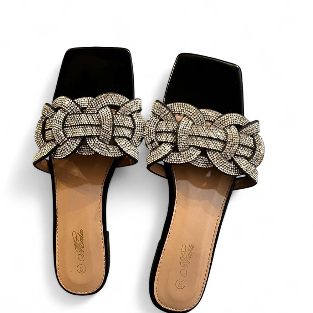 Elegant Black and Silver Women's Sandals